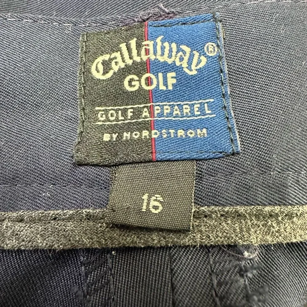 Callaway Golf 16 High Rise Chino Shorts‎ Navy Blue Classic Preppy Country Club